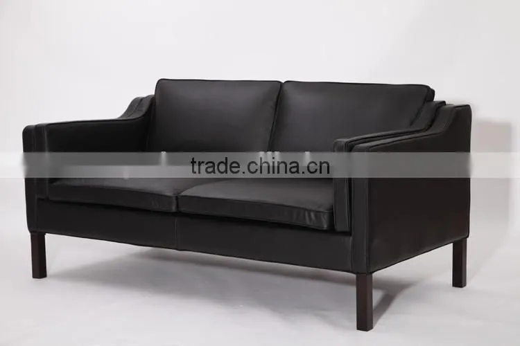 Designer furniture black 2 seater living room borge mogensen sofa leather