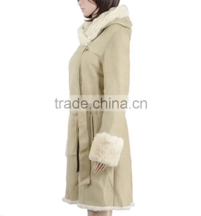 Women fashion double face rabbitskin leather coat rabbit fur wholesale fur coats KZ150101