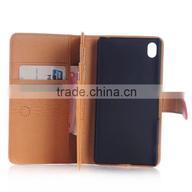 Book Style Wallet Genuine Leather Cover Case For Sony Xperia Z4