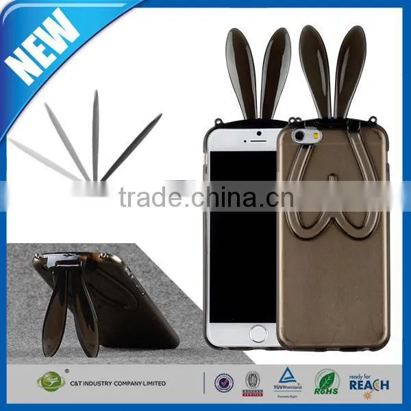 C&T Premium Quality Cute Adorable Rabbit Bunny Ears Soft TPU Case for Apple iPhone 6 4.7" Clear