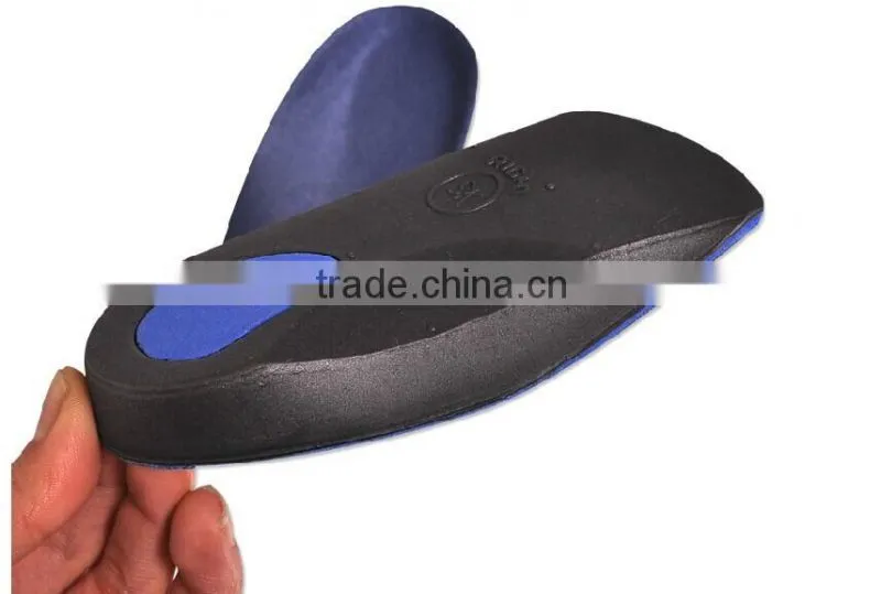 Comfortable EVA orthopedic insole with soft velvet, Silicone gel insole factory, flat feet arch support orthotic insole.