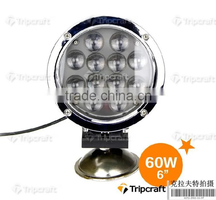 7inch auto 60w led work light, 12volt round led car headlight