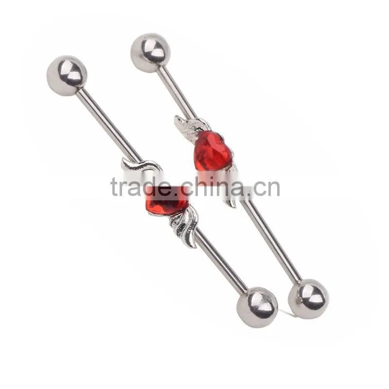 Wholesale cheap industrial barbell, 316L industrial barbell, ear piercing opal stone jewelry barbell