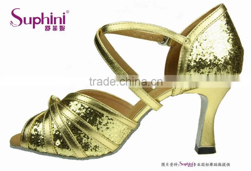 Sequin Ladies Shoes , Women Wide Ballroom Dance Shoes