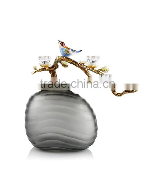 RORO Blossoming Story enamel home decoration pewter craft tall crystal candle holder household decorative craft