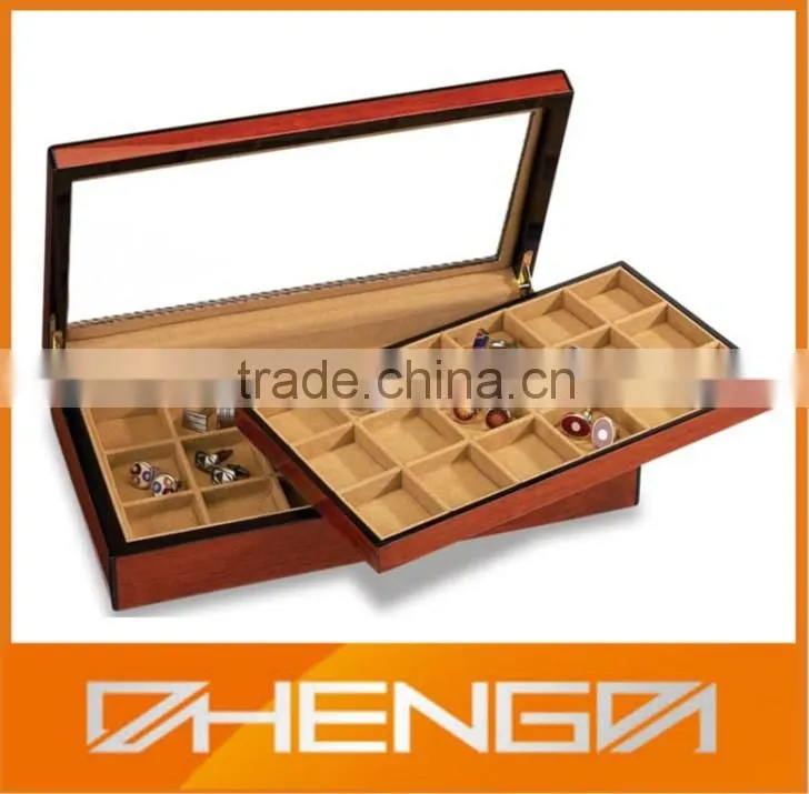 High quality customized made-in-china red big gift cufflink box with tray (ZDS-SE067)