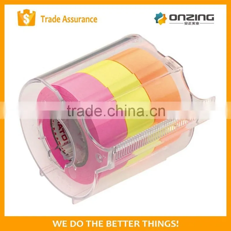 Roll sticky back notepad paper tape with dispenser