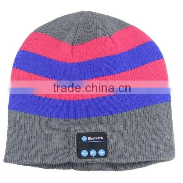 Cool Striped Wireless Bluetooth Music Knit Hat with Handsfree Smart Cap Headset