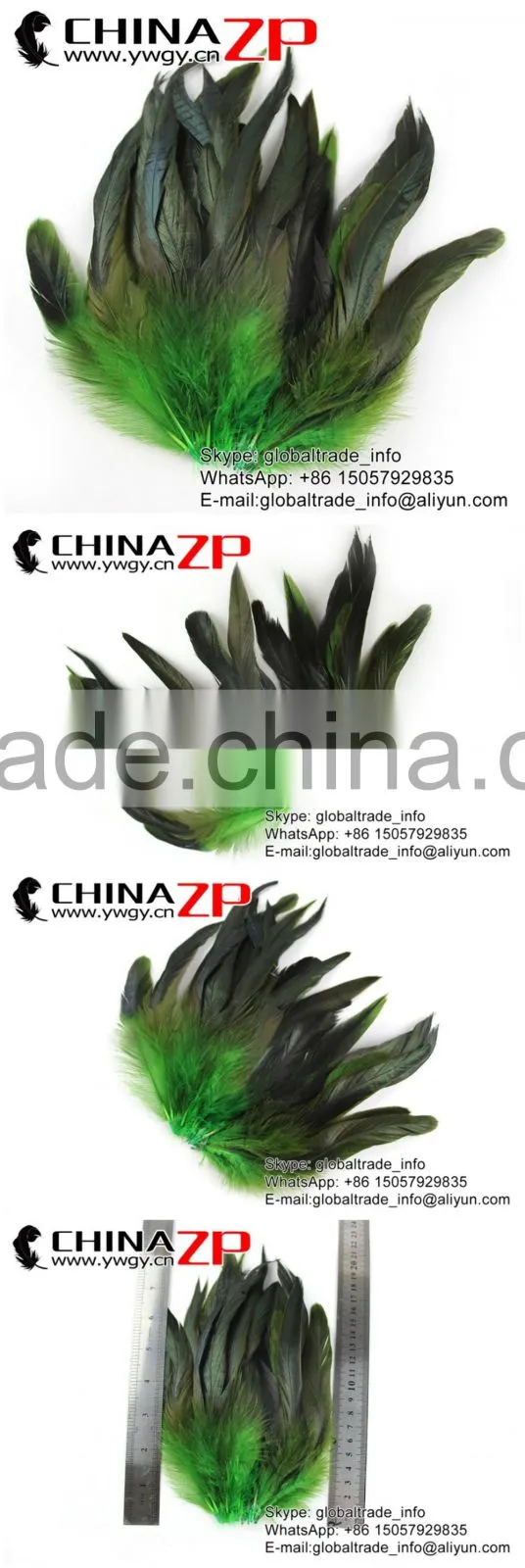 Top Supplier ZPDECOR Bulk Sale Wonderful Quality Dyed Kelly Green Half Bronze Rooster Schlappen Feathers for Sale