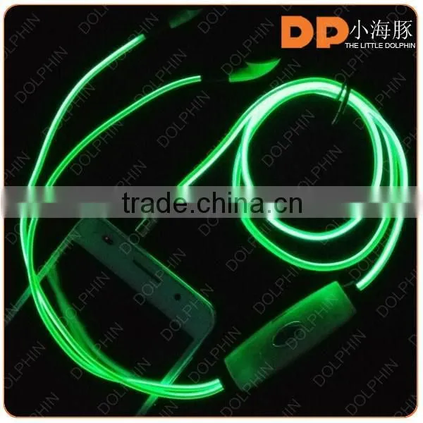 China factory wholesale Oem brand logo LED EL earphone fancy lighting with music playing novelty earphone for HTC mobile