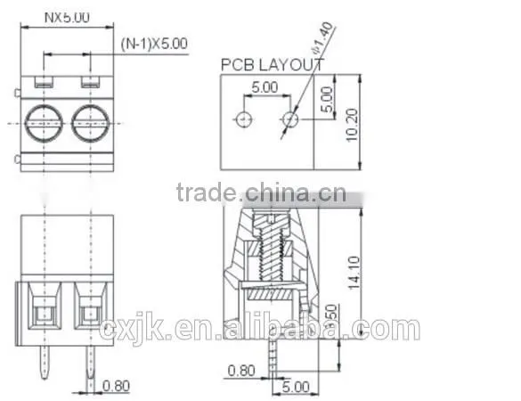 2/3pole PCB Screw Terminal Block