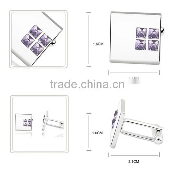 Alibaba customized latest metal silver cuff link jewelry mens shirts austria crystal cufflinks