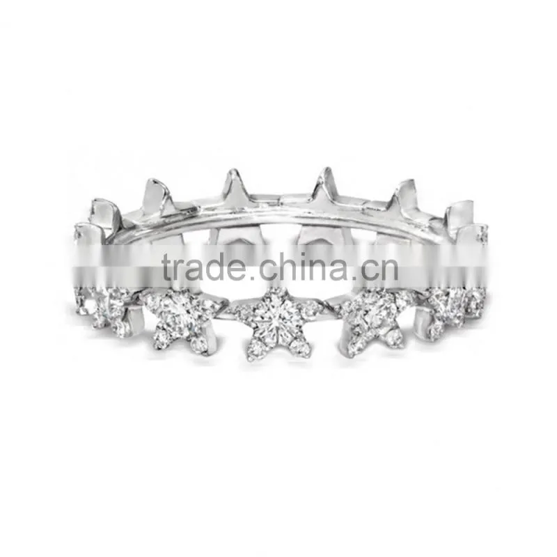Sterling Silver Wedding Diamond Star Charm Ring for Girls