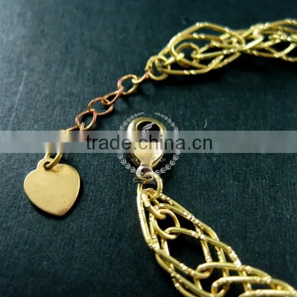 19cm raw brass faceted rhombic link fashion DIY bracelet supplies 1900078
