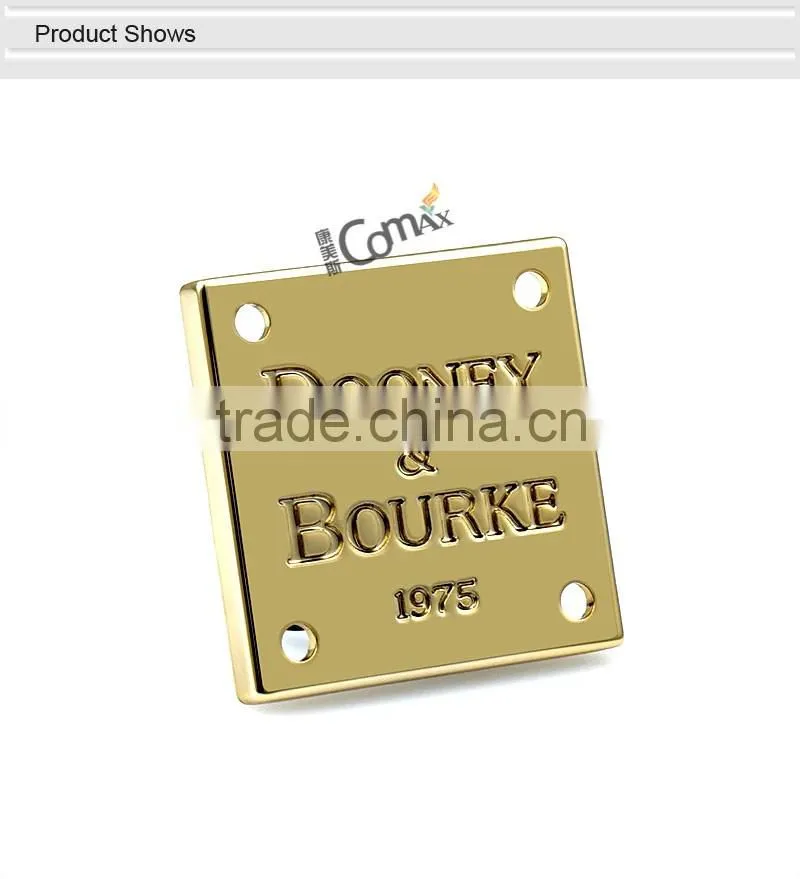 Factory supply custom metal logo plate for handbags
