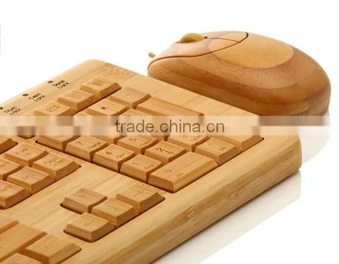 Factory supply 100% Bamboo Handcrafted Keyboard and Mouse Combo, wired and wireless style both available