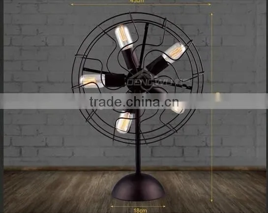 Five Lampholders Desk Lamp Fan Lamp Metal In Black Finish Living Room Bedroom Dining Room Table Lamp