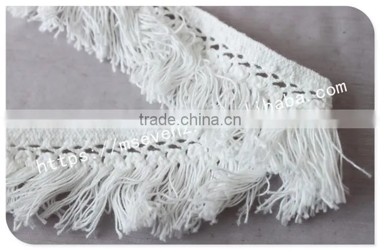 Customized color 3.5cm width polyester water soluble fringe lace trim for gament