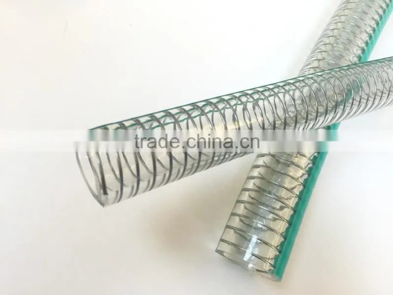 fleixble transparent pvc spiral steel wire reinforced hose