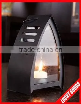 special design showcase decoration triangle hurricane metal lantern wholesale