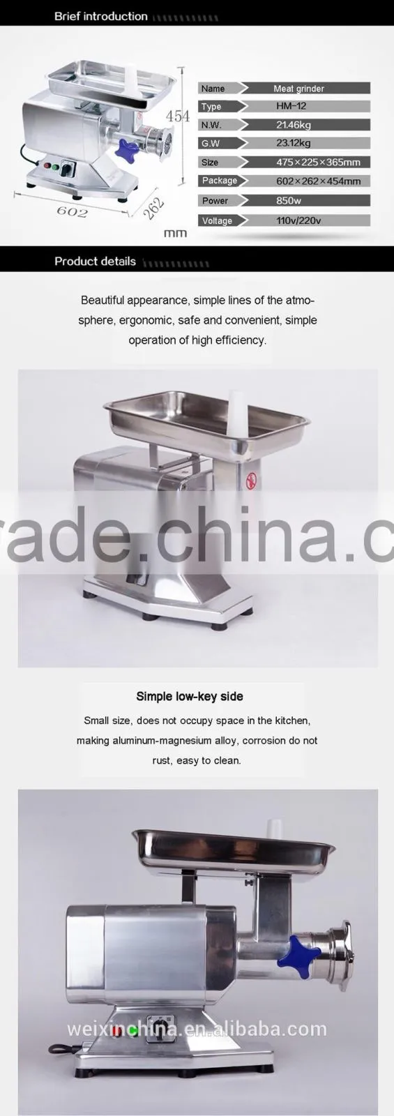 Plastic meat mincer,meat grinder machine
