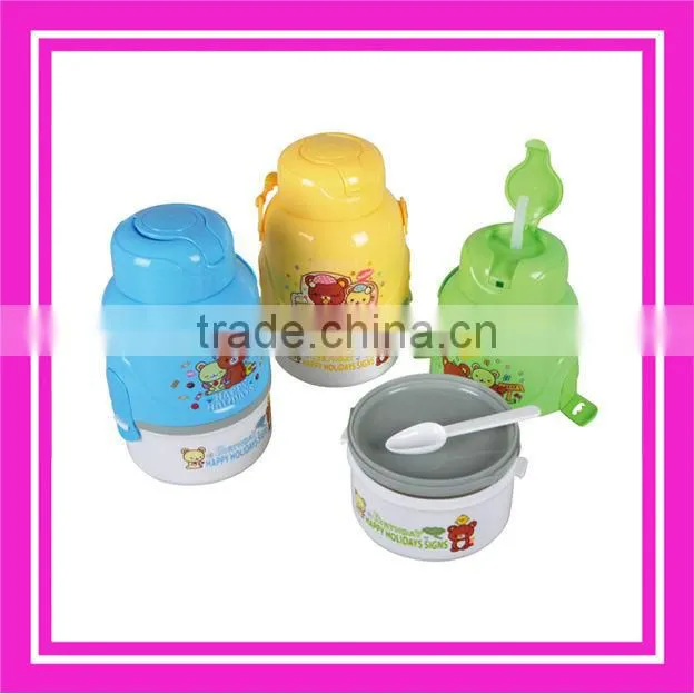 plastic bottle with lunch box and cup for baby