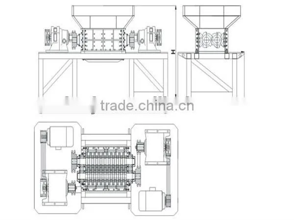 wood and plastic double shaft shredder