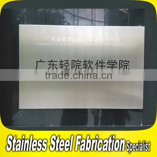 Etching Stainless Steel Metal Number Letter Signage Outdoor Sign Board