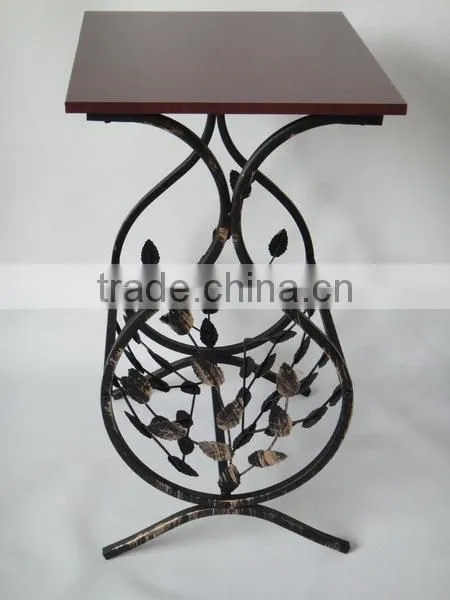 New Metal Leaf Design magazine table tempered wooden top coffee table