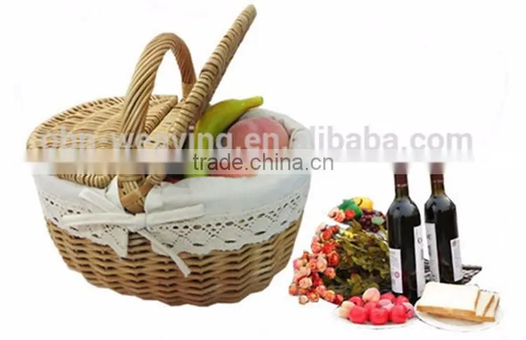 Custom cheap hand woven wicker empty picnic basket wholesale