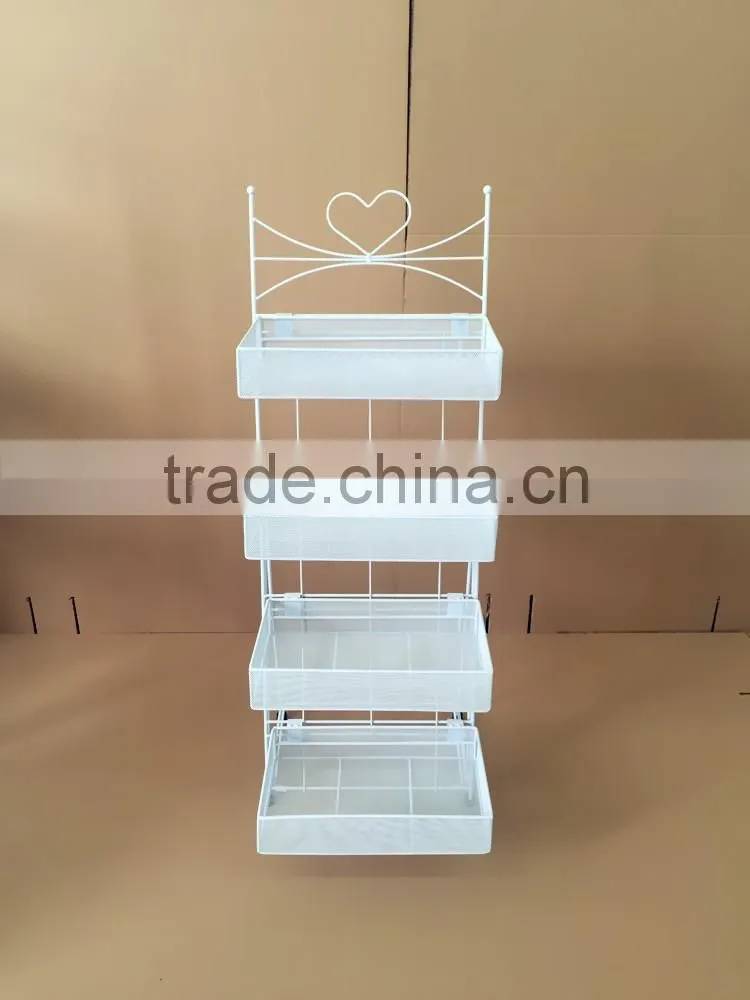2016 wholesale pop-up white metal cosmetic display shelf
