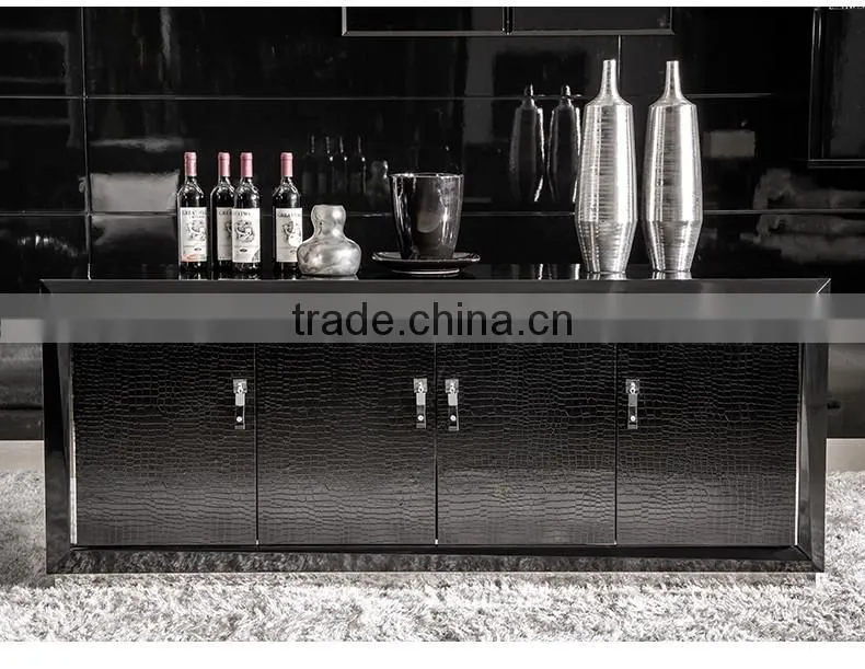 black solid wood leather dining table for home hotel