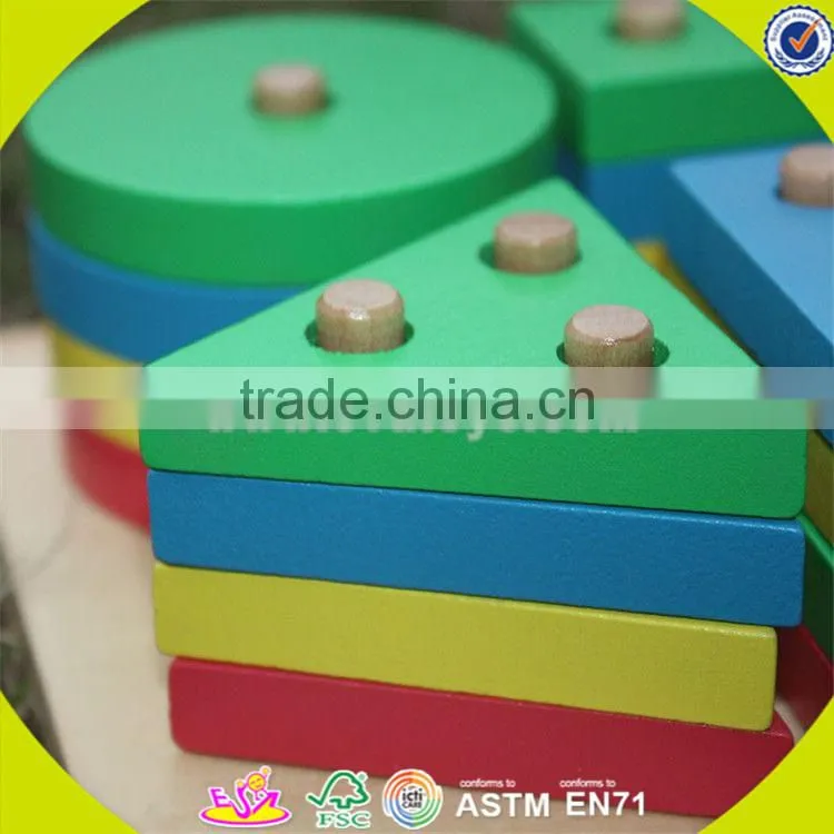 Wholesale funny kids wooden shape sorter blocks stacking toy hot sale toddler wooden blocks toy toy W13D107