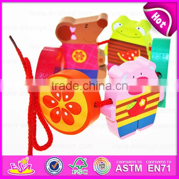 2015 Wooden Happy Threading Toys for Kids,Children DIY hand threading toy,Threading educational kids wooden blocks toy W11E041