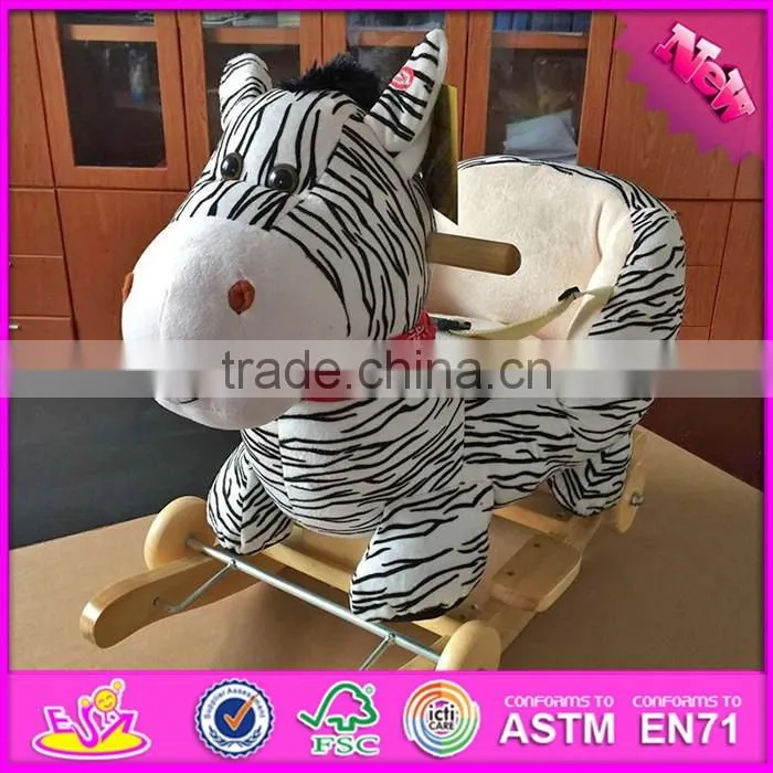 2017 New products baby funny animal sound wooden rocking horse dog W16D104