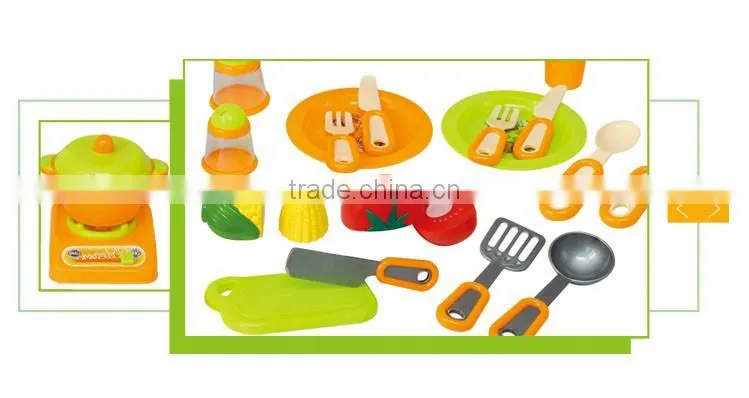 Popular plastic pretend play set cooking toy kids tableware