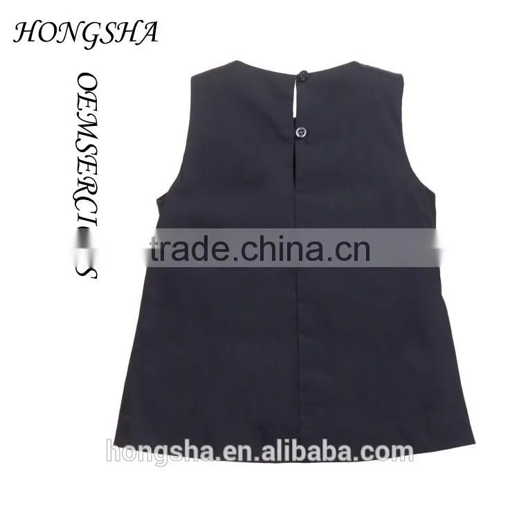 Fashion Baby Girls White & Navy Blue Ruffled Cotton Cutting Blouse Designs HST7741