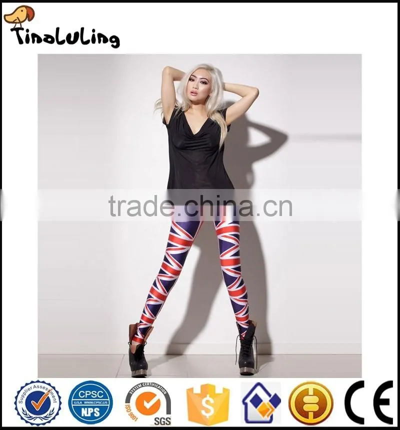 New Sexy Girl Women USA American Flag 3D Prints Workout Fitness stretchy Elastic Cropped Trousers Leggings Pants