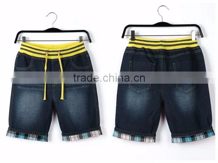2016 new style elastic ribbon waistband kids boys fashion jeans pant enzyme wash design kids ripped jeans