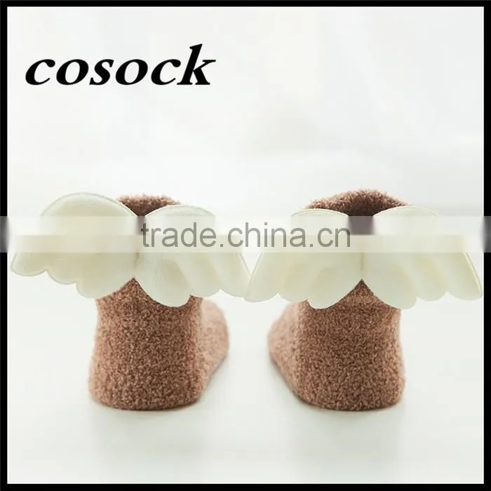 Rainbow color baby clothes little angel fuzzy non-slip socks for newborn infant