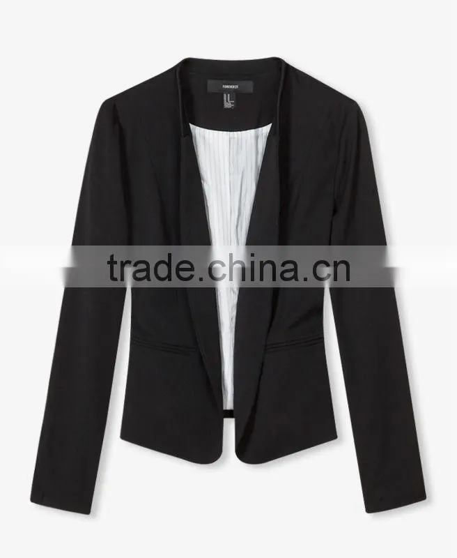 Casual Ribbed Collar Blazer