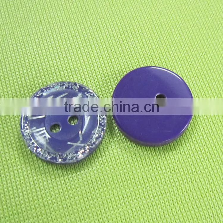 China manufacturer shining powder 2 holes colorful eyes shape resin buttons