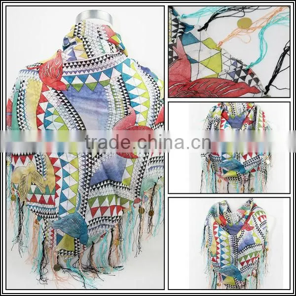 Fashion Pendant Square Cotton Shawls