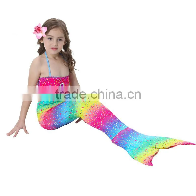 Kids Bikini + Shorts + Mermaid Tail with pink monofin for Swimming