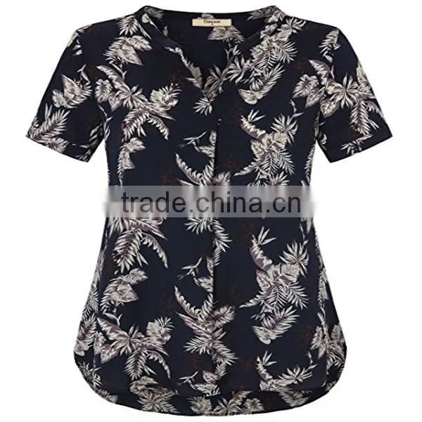 Wholesale apparel comfortable plain dyed lady sheer blouse