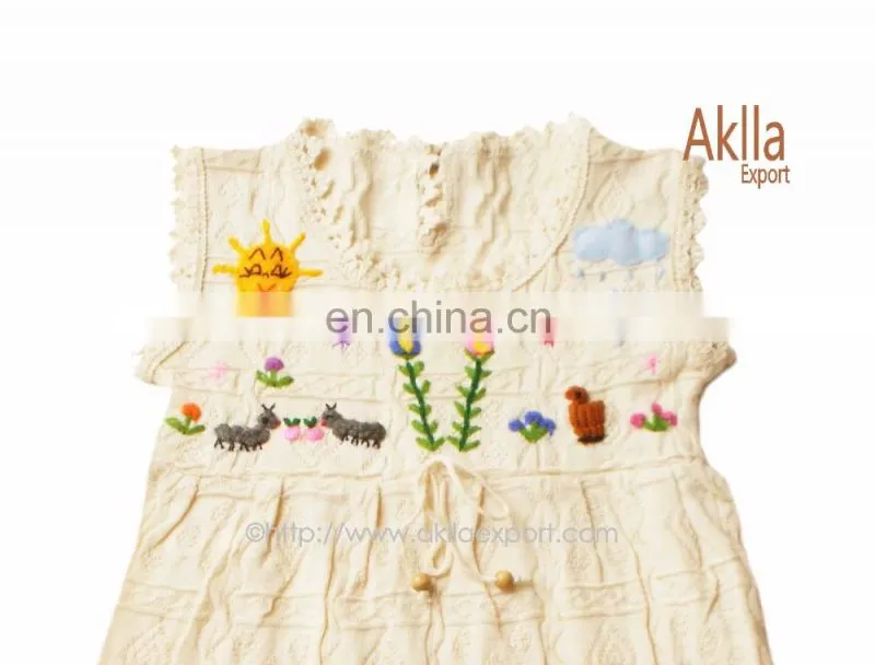 Beautiful peruvian cotton woven girls dresses with detailed embroidery