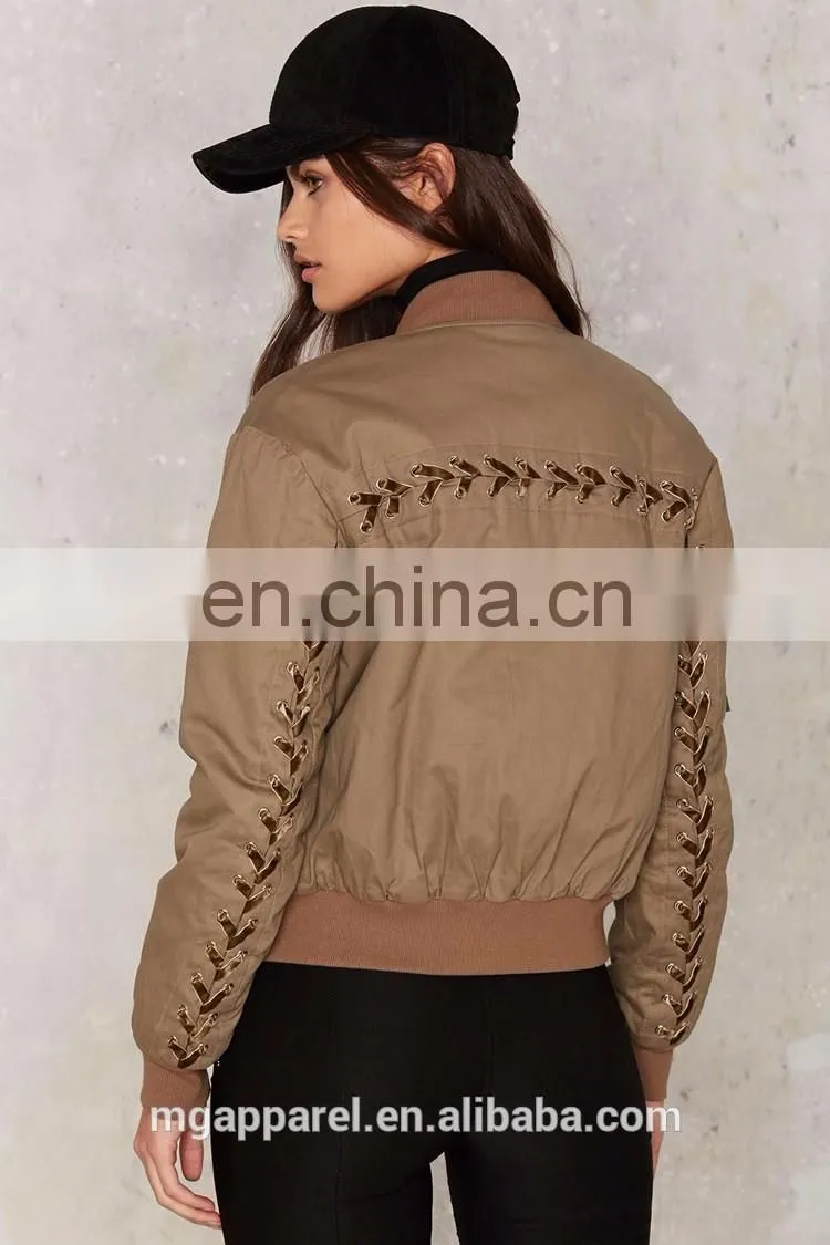 New design plain cotton bomber jackets for women wholesale