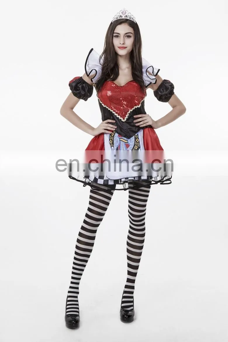 women poker print sexy adult clown costume
