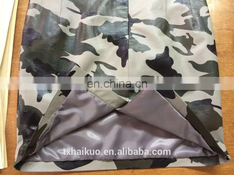 Ladies' elegant camouflage color skirt with slit at back