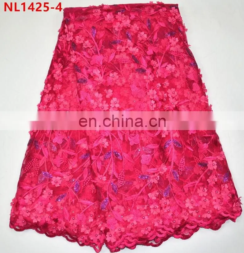 2017 sky blue african lace fabrics tulle beaded lace , Leaf Design sequins french net lace fabric